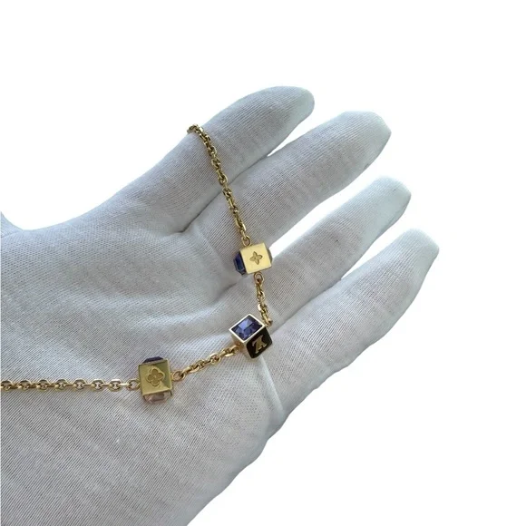 Louis Vuitton: Gold-Plated Swarovski Gamble Necklace Azur - Picture 6 of 8